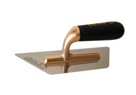 CO.ME Limited Edition mirror-polished rhombus spaan, 240x100x0.6 mm, goud beplaat aluminium / rubber handle 310LR-O