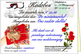 kadobon (Coupon) Wagenhof Model-Toys. Waarde naar keuze