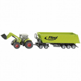 Claas met voorlader+ Fliegl kieptrailer SI1949  Siku Schaal 1:50