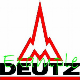 Deutz Logo op vlag +/- 35X50 cm .( met raket)