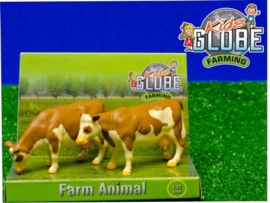 2 standing cows red brown Fleckvee - KG571970. Kids Globe Scale 1:32