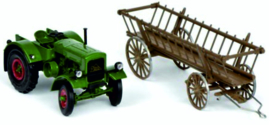 Deutz F3M417 tractor met hooiwagen SC7820. 1 :32