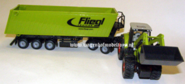 Claas met voorlader+ Fliegl kieptrailer SI1949  Siku Schaal 1:50