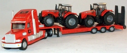 Amerikaanse truck MF rood + 2 MF tractoren Si1857 Schaal 1:87