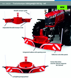 Tractor Safety Bumper with weight in Massey Ferguson Red UH6250. 1:32