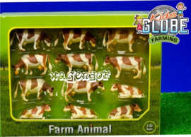 12 cows Fleckvee Rd / Brown - KG571968 - Kids Globe Scale 1:32