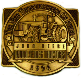 John Deere 8000 series Belt Buckle (1994) Solid Brass JD1716.