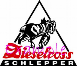 Dieselross Schlepper logo op vlag +/- 35X50 cm.