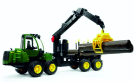 John Deere 1210E  met aanhanger en bomengrijper BRU02133 BRUDER.