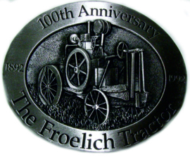 The Froelich Tractor 1892-1992 Belt Buckle JDLE659.
