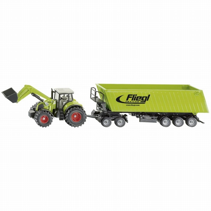 Claas with front loader + Fliegl tipping trailer SI1949 Siku Scale 1:50