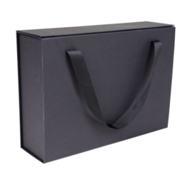 Luxe magneetdoos met draaglinten mat-Zwart (Medium)