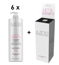 6.Zero Handgel met 70% alcohol - 6 x 1.000 ml met gratis vloerdisplay