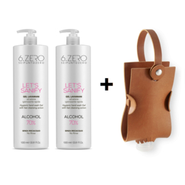 2x 6.Zero Handgel met 70% alcohol - 1.000 ml met gratis Mobidez Cognac