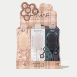 Framar Detangle Brushes - Plaid Hair Day - Display met 9 borstels