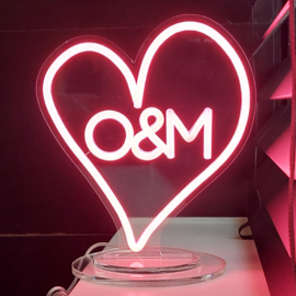 O&M Heart Logo Neon Sign - Small