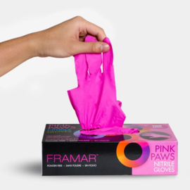 Framar Pink Paws Nitrile Gloves - M - 100 stuks