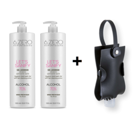 2x 6.Zero Handgel met 70% alcohol - 1.000 ml met gratis Mobidez Zwart