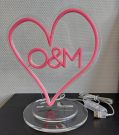 O&M Heart Logo Neon Sign - Small