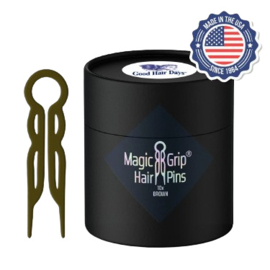 Magic Grip Hair Pins - Made in USA - Brown - 10 stuks