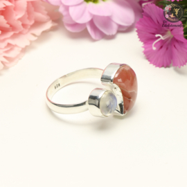 Rhodochrosiet & Regenboog Maansteen Fairy | .925 Ring Moon nr. 48