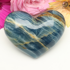 Blauwe Onyx hart A-kwaliteit groot