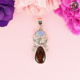 Mexicaanse Vuur Agaat & Australische Opaal doublet Fairy | .925 Hanger nr. 101