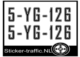 Boot registratie nummer 5-YG-126 sticker ( set van 2 stuks )