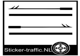 Boston whaler Harpoen sticker Set links + rechts 134cm voor en 140cm achter