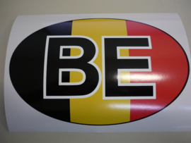 Belgische vlag BE fullcolour sticker 20 cm breed