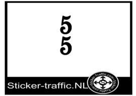 Cross nummers design 5 sticker (set van 2 zoals afbeelding)