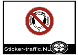 Koptelefoon met muziek verboden sticker