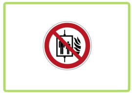 Bij brand lift niet gebruiken sticker