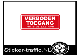 Verboden toegang wetb.v. strafr. sticker