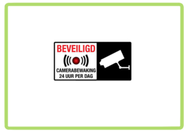 Beveiligd camerabewaking 24 uur per dag sticker