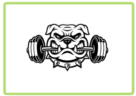 Bulldog met dumbbell sticker