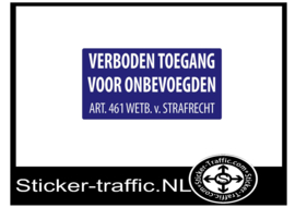 Verboden toegang wetb. v. strafrecht sticker