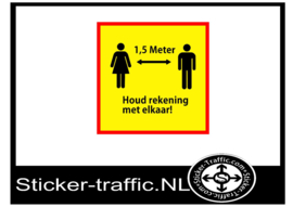 1,5 Meter  houd rekening met elkaar Corona fullcolour Sticker