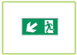 Vluchtweg links naar beneden sticker