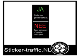 Collectes geen bezwaar/ geen verkopers of geloofsovertuigers sticker