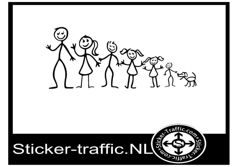 Happy family stick design 3 sticker