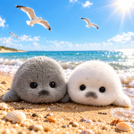 Pluizige zeehond sleutelhanger