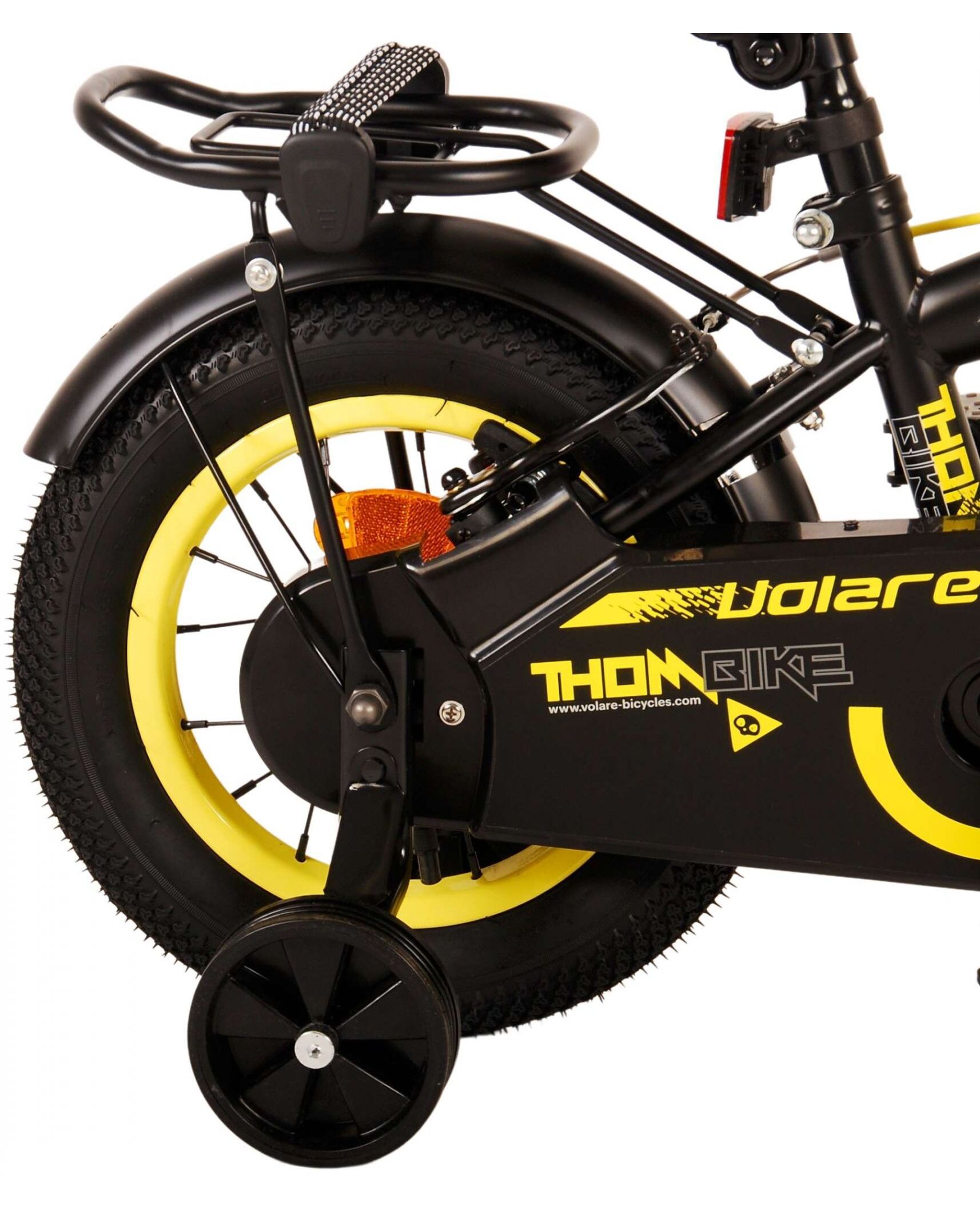 Volare Thombike Kinderfiets - Jongens - 12 inch - Zwart Geel - Twee Handremmen