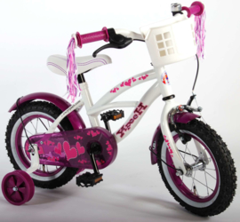 Volare Heart Cruiser Kinderfiets - Meisjes - 12 inch - Wit / paars