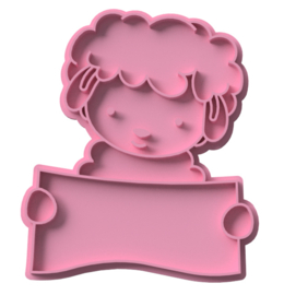 Schaap met bord stempel & cookie cutter - 2 - delig