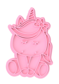 unicorn zittend 9 cm stempel & cookie cutter 2 delig