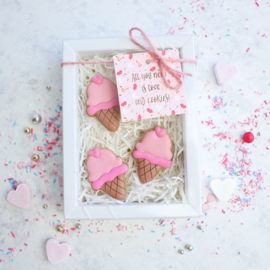 All you need is love and cookies ..  5,5 by 5,5 cm - rose gold folie -
