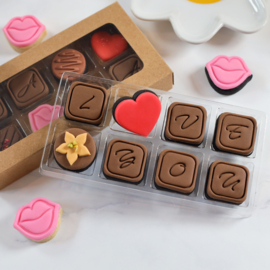 Bonbon stempel set & cookie cutters 9-delig doosje kraft