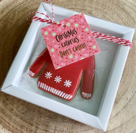 Christmas calories don't count  !  5,5 by 5,5 cm - rose gold folie -