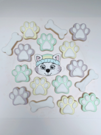 Honden poot  cookie cutter & hulp stencil